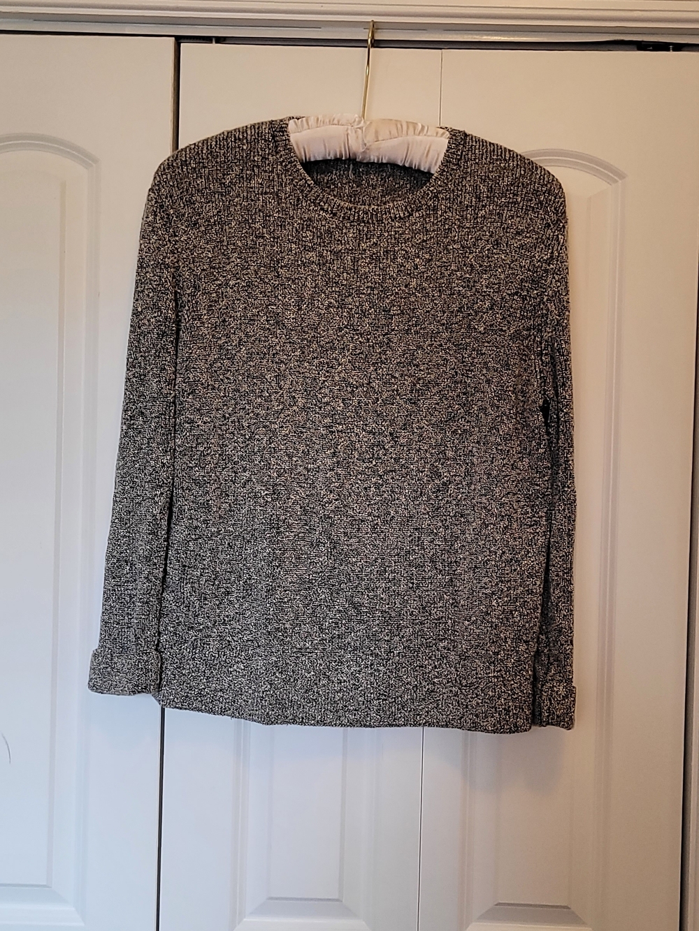 MM Lafleur Black & White Bouclé Knit Crewneck Sweater
